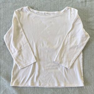 Eileen Fisher White 3/4 Sleeve Tee